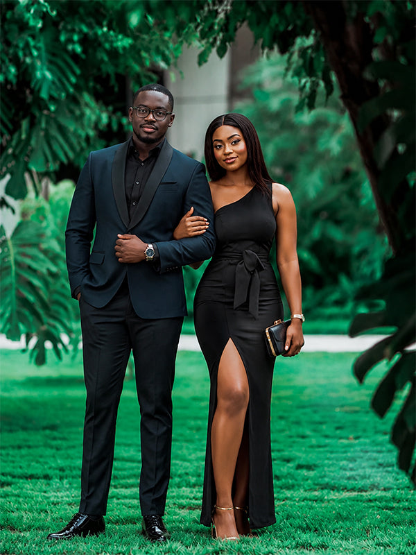 Sexy Black One Shoulder Satin Mermaid Evening  Dress, PD3139