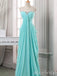 Elegant Aqua Blue Chifffon Strapless Empire Waist Prom Dress, Flowing Beaded Ruched Evening Dress, PD3823000