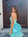 Gorgeous Blue Strapless Beaded Ruffled Tiered Prom Ball Gown, Evening Dress, PD3823009