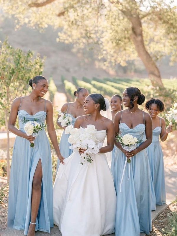 Elegant Blue Sweetheart Pleated A-line Bridesmaid Dress, PD2823085 AlineBridal Elegant Blue Sweetheart Pleated A-line Bridesmaid Dress, PD2823085 AlineBridal