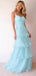 Elegant Light Blue Chiffon Tiered A-line Prom Dress, Evening Dress, PD2823064