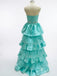 Gorgeous Blue Strapless Beaded Ruffled Tiered Prom Ball Gown, Evening Dress, PD3823009