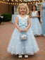 Whimsical Blue Floral A-line Tulle Flower Girl Dress, FGS195