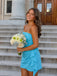 Elegant Blue Strapless Short Homecoming Dress, PD382265