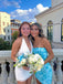 Sparkly Blue Floral Beaded Short Homecoming Dress, HC382311
