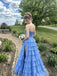 Gorgeous Blue Chiffon Strapless A-line Ruffled Tiered Prom Gown, Evening Dress, PD28231214