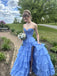 Gorgeous Blue Chiffon Strapless A-line Ruffled Tiered Prom Gown, Evening Dress, PD28231214