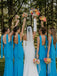 Elegant Blue Strapless Pleated Long Bridesmaid Dress, Maids of Honor Dress, PD2823081