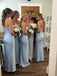 Elegant Blue Strapless Long Bridesmaid Dress, PD2823077