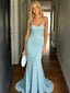 Elegant Light Blue Strapless Mermaid Long Prom Dress, Evening Dress, PD382189