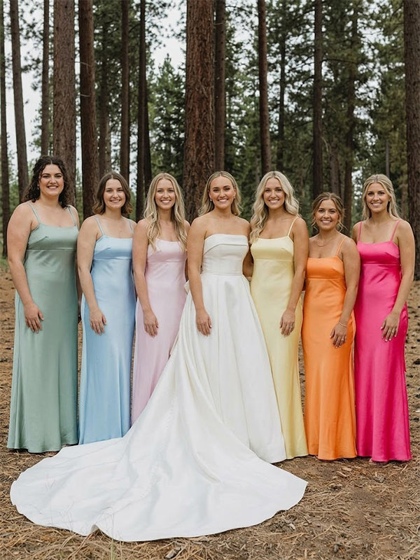 Muti-Color Bow Square Neck Long Bridesmaid Dress, PD2823076 – AlineBridal