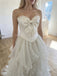Elegant Ivory Bow Strapless A-line Tiered Tulle Wedding Dress, WD32232