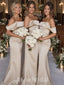 Elegant Champagne Off-shoulder Long Bridesmaid Prom Dress,PD3203