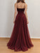 90s Vintage Burgundy Velvet A-line Evening Dress with Embroidered Corset, Prom Dress, PD28231308