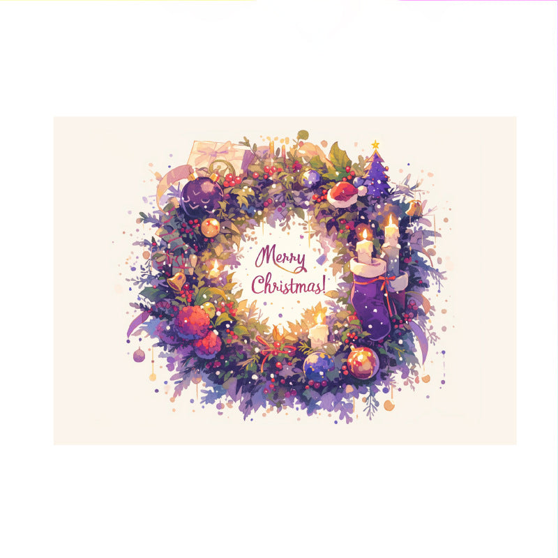 Christmas Wreath Mini Card Set – 5 Designs, Holiday Greeting Cards for Gifts & Messages