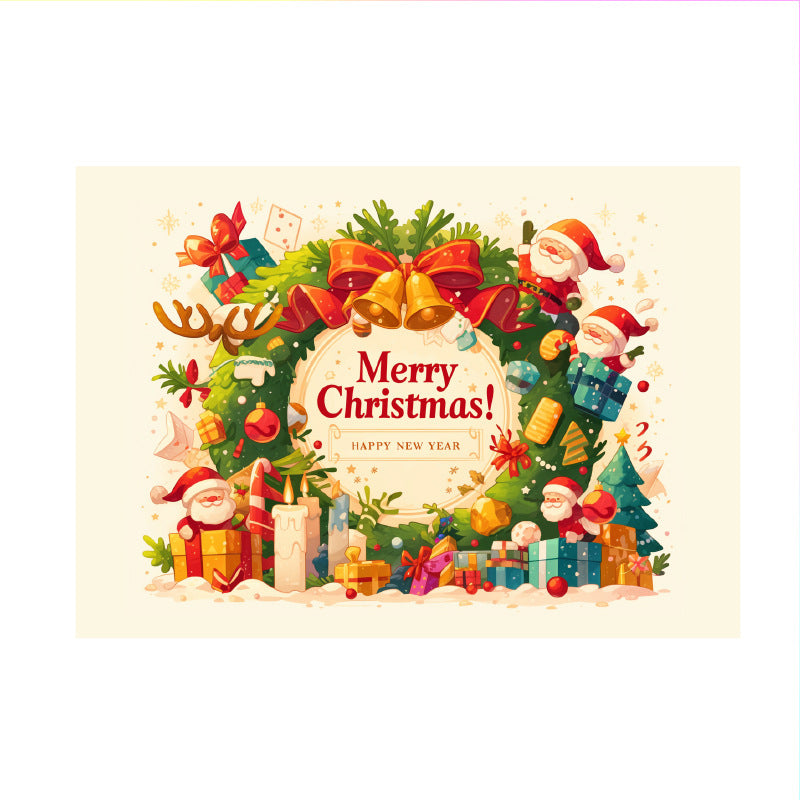 Christmas Wreath Mini Card Set – 5 Designs, Holiday Greeting Cards for Gifts & Messages