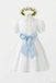Cute Off White A-line Satin A-line Flower Girl Dress with Bow Sash, FGS194