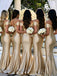 Elegant Champagne Off Shoulder Mermaid Bridesmaid Dresses, AB4065