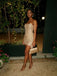 Sparkly Champagne Beaded Strapless Short Homecoming Dress, HC382327
