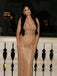 Sparkly Champagne Sequins Strapless Mermaid Prom Dress, Evening Dress, PD2823093