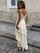 Elegant Ivory Cowl A-line Ruffled Tiered Prom Dress with Side Slit, Evening Dress, PD2823096