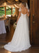 Elegant Ivory Chiffon Low Back A-Line Wedding Gown, Evening Gown, PD37673