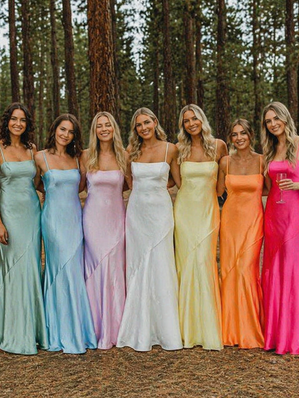 Muti-Color Bow Square Neck Long Bridesmaid Dress, PD2823076