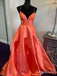 Elegant Fuchsia V-neck Backless A-line Prom Dress, Evening Dress, PD2823054