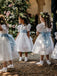 Cute Off White A-line Satin A-line Flower Girl Dress with Bow Sash, FGS194