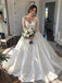 Gorgeous Long Sleeves Lace Applique A-Line Wedding Dress with Train, WD1114