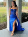 Elegant Blue Sweetheart Lace Beaded Prom Dress with Slit, Evening Dress, PD3823010