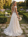 Gorgeous V-neck 3-D Floral A-line Wedding Dress with Cap Sleeves, WD3119