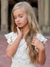 Elegant Ivory Lace Appliques A-line Long Flower Girl Dresses, FGS154