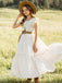 Elegant Ivory Lace Appliques A-line Long Flower Girl Dresses, FGS154