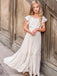 Elegant Ivory Lace Appliques A-line Long Flower Girl Dresses, FGS154