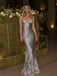 Elegant Gray V-Neck Sequin Mermaid Evening Dress, Prom Dress, PD28231297