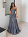 Elegant Gray Strapless Ruched A-line Evening Dress, Prom Dress, PD28231287
