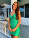 Emerald Green Rhinestones Backless Bodycon Short Homecoming Dress, HC382294