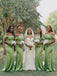 Elegant Green Off the Shoulder Corset Mermaid Bridesmaid Dress, PD2823089