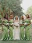 Elegant Green Off the Shoulder Corset Mermaid Bridesmaid Dress, PD2823089