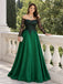 Elegant Emerald Green Off Shoulder A-line Evening Dress, PD28231259