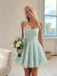 Mint Green Lace Beaded Backless Short A-line Homecoming Dress, HD32688