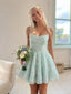 Mint Green Lace Beaded Backless Short A-line Homecoming Dress, HD32688