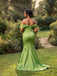 Elegant Green Off Shoulder Satin Mermaid Bridesmaid Dress, PD2823099