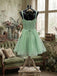 Elegant Green Lace Beaded  Corset A-line Homecoming Dress, HC382306