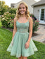 Elegant Green Lace Beaded  Corset A-line Homecoming Dress, HC382306