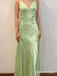 Elegant Sage Green Satin Maxi Prom Dress with Lace Appliques, PD3823041