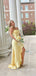 Elegant Pleated Strapless Corset Top Butter Yellow High-low Prom Dress，Formal Dress, PD382266