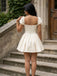 Elegant Ivory Satin A-line Short Graduation Dress, HC382291