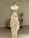 Elegant Ivory Cowl A-line Ruffled Tiered Prom Dress with Side Slit, Evening Dress, PD2823096